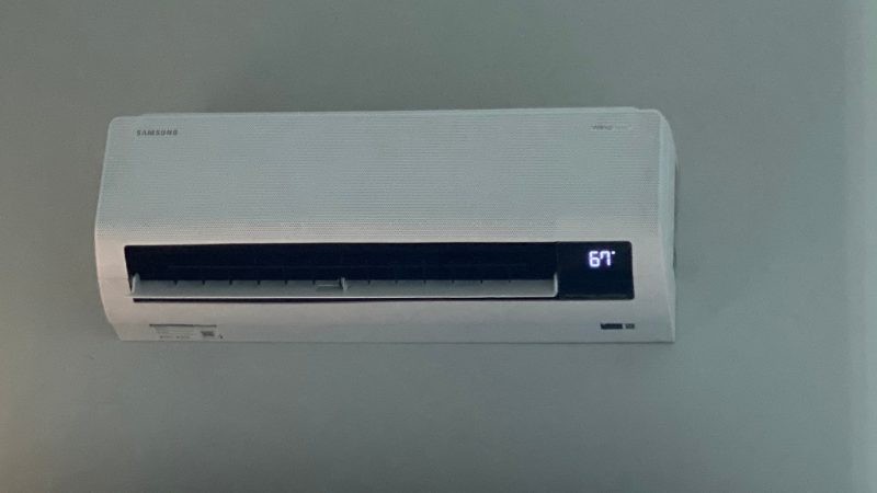 Ductless mini-split head mounted on an interior wall by Comfort Pro